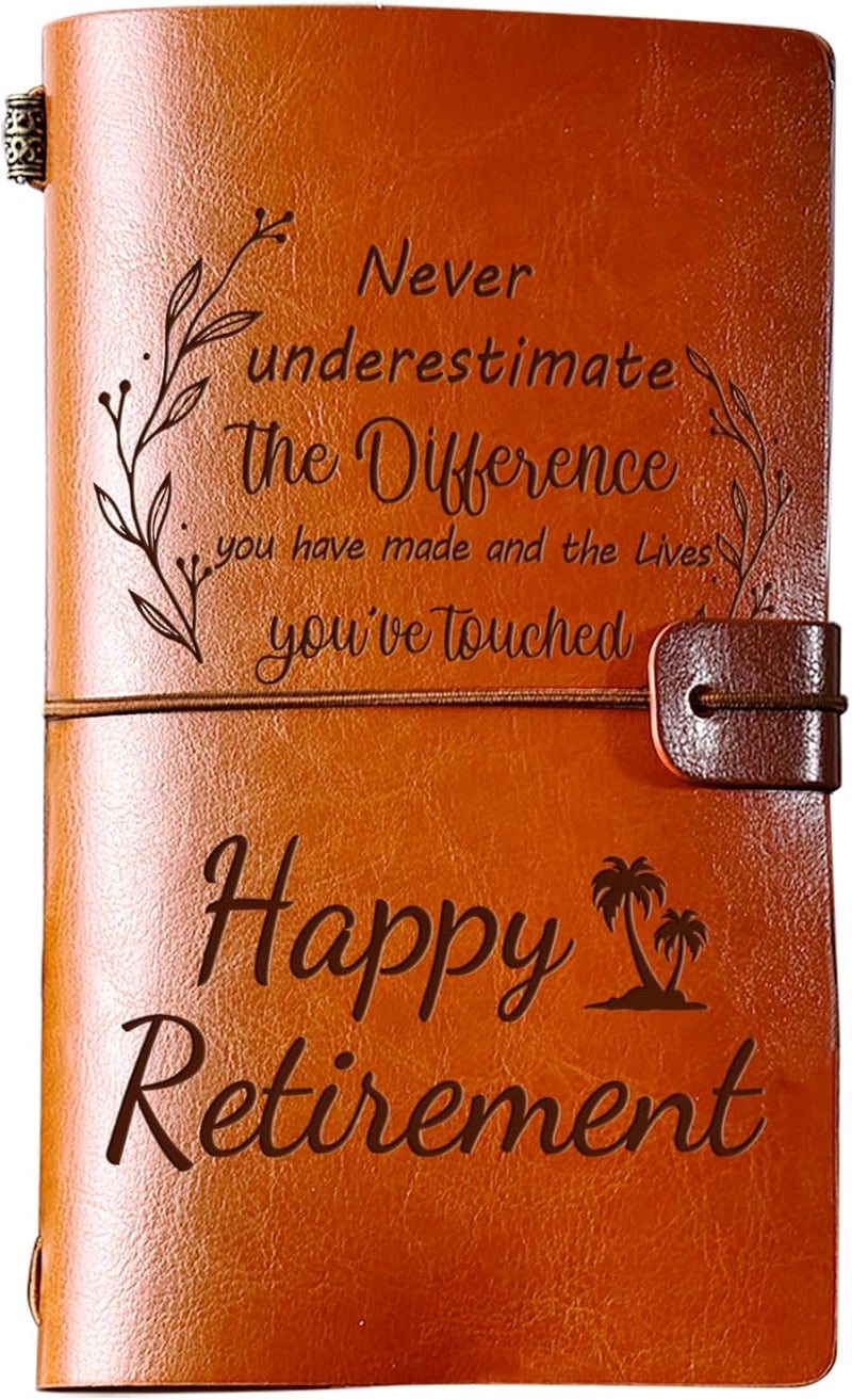 PRSTENLY Retirement Gifts for Women Men- Retirement Gift for Woman Man 140 Page Leather Journal, Retired Going Away Goodbye Leaving Farewell Gifts for Coworkers Teacher Nurse Boss Pastor Doctors - Image 1